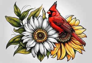 Cardinal sunflower tattoo idea