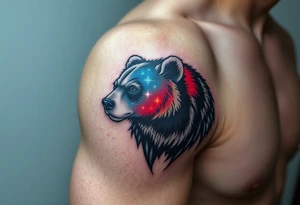 A Bear with a Starry Sky in Its Fur
 (only red , blue and black are possible colors) tattoo idea