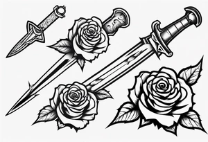 dagger cutting through a rose with blood sprayed around tattoo idea