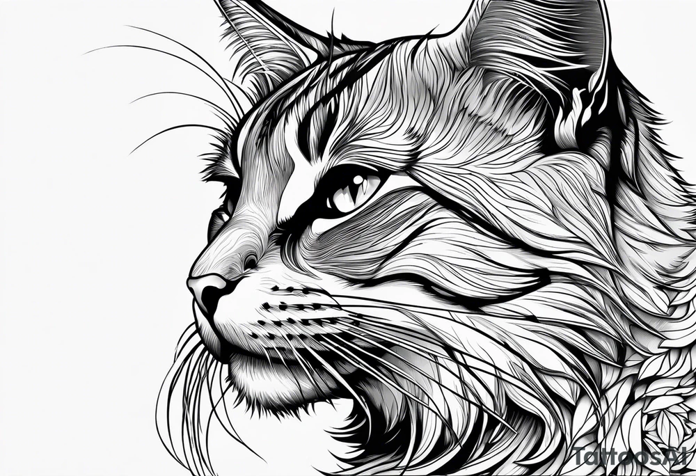 Animal Head ONLY: Simple Cat side profile right side tattoo idea