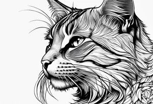 Animal Head ONLY: Simple Cat side profile right side tattoo idea