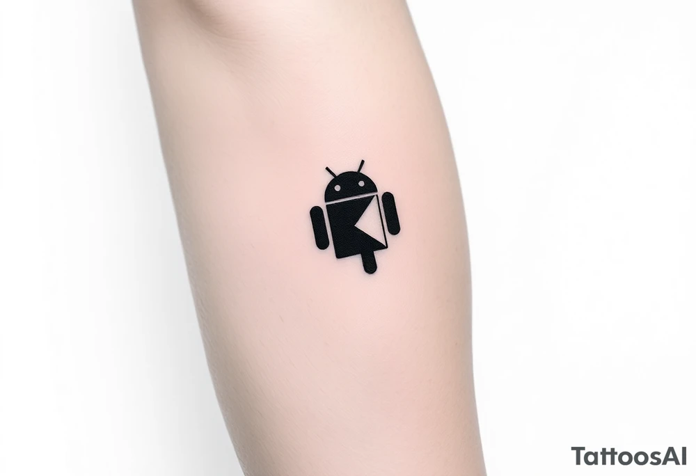 Andorinha carregando o simbolo de uma maça, android carregando um simbolo de kotlin linguagem de programação tattoo idea