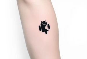 Andorinha carregando o simbolo de uma maça, android carregando um simbolo de kotlin linguagem de programação tattoo idea