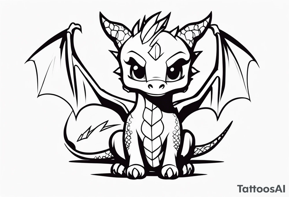 Minimalist chibi dragon tattoo tattoo idea