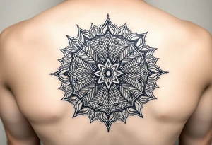 intricate mandala with sacred geometry and cosmic elements tattoo idea