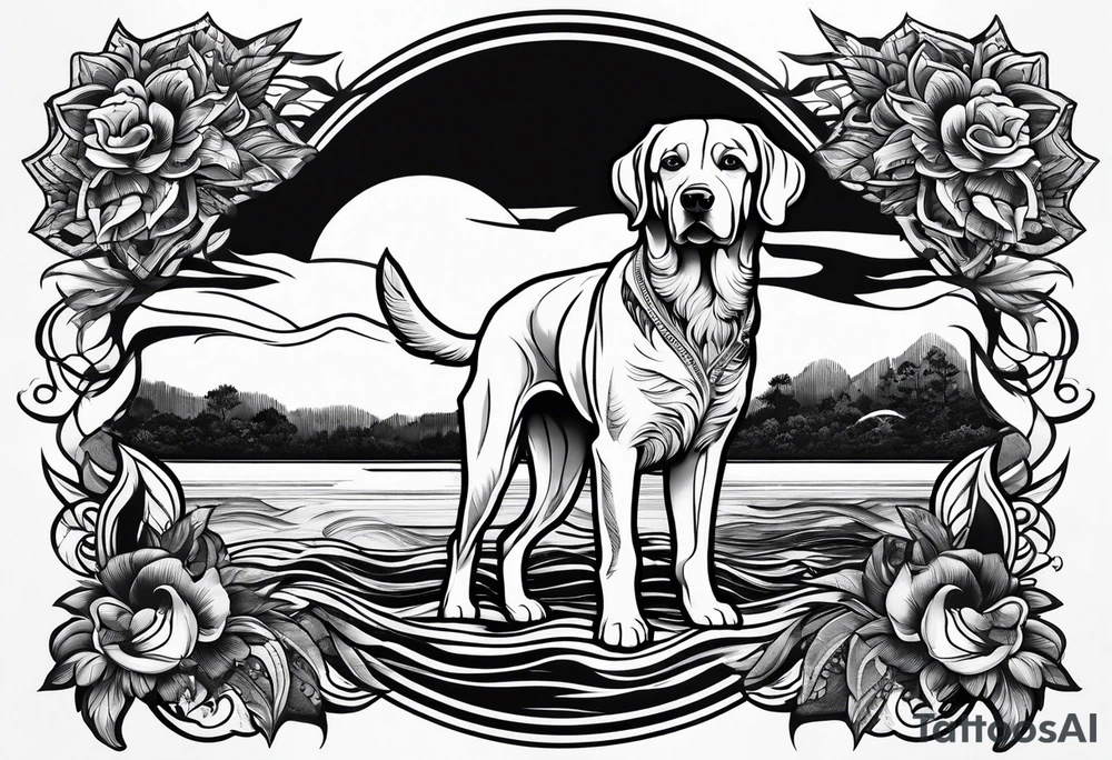 Dog shaped river over tattoo tattoo idea