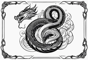mythical serpent with smoke body tattoo idea