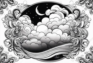 heaven clouds swirl vignette tattoo idea