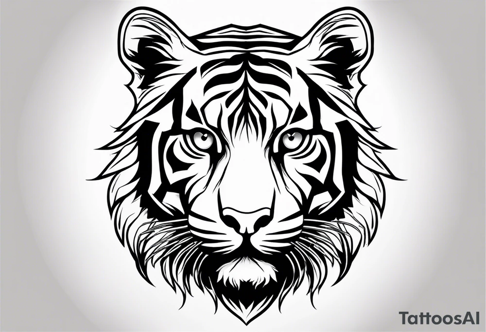 Simplistic tiger tattoo. make it spiritual. should be vertical tattoo idea