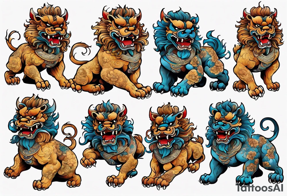 Foo dog full body tattoo idea