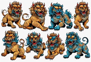 Foo dog full body tattoo idea