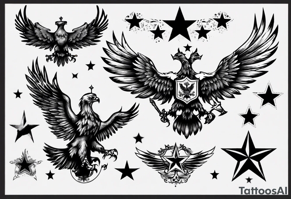 russian eagle with stars tattoo idea