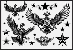 russian eagle with stars tattoo idea