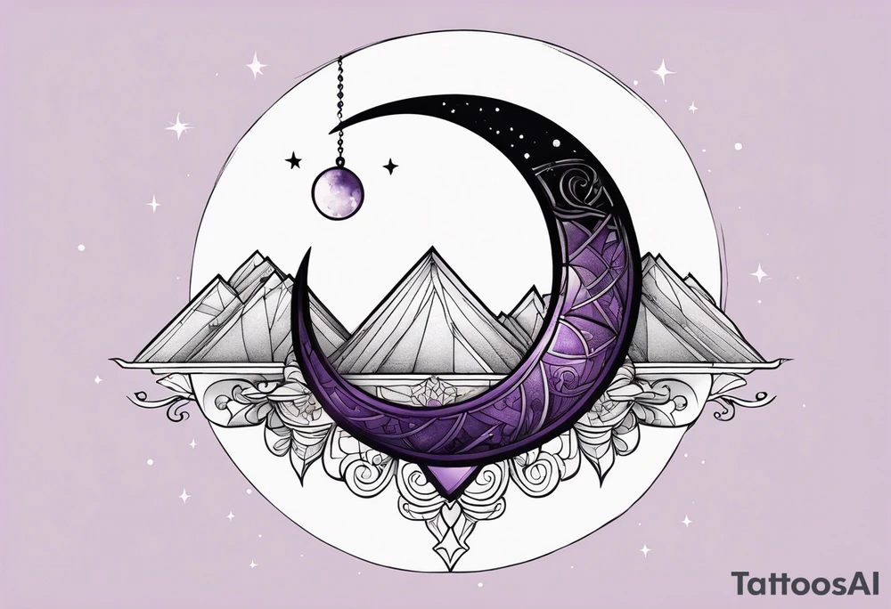 a crescent-shaped moon in amethyst tattoo idea