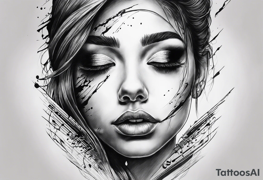 dead girl face ,with eye reflection.
piano reflection tattoo idea