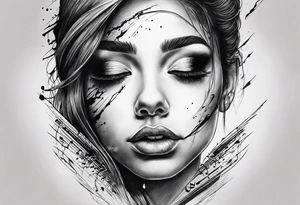 dead girl face ,with eye reflection.
piano reflection tattoo idea