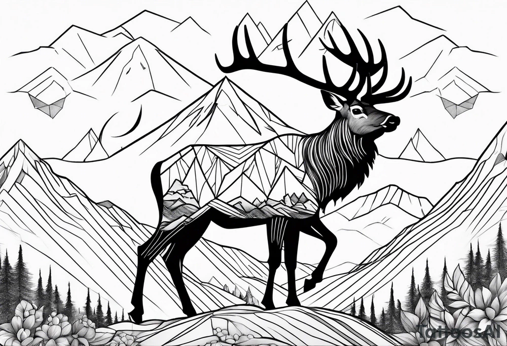 majestic elk with mountains in the background tattoo idea majestic elk with mountains in the background tattoo idea