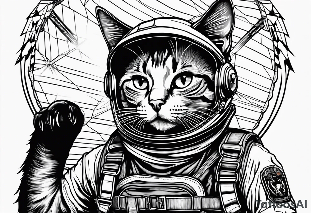 cat going skydiving with no chute open tattoo idea
