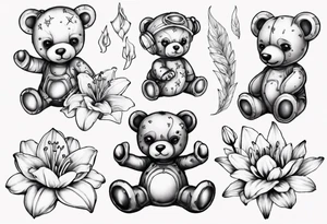 Teddy bear Lily space tattoo idea