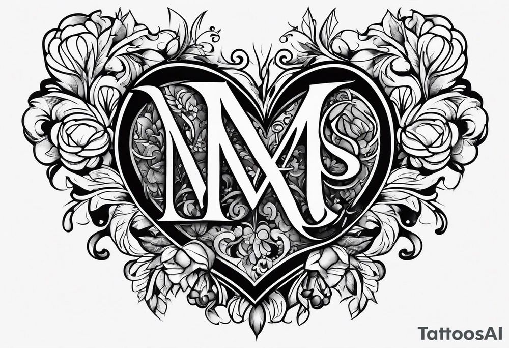 Heart with the letters M and S tattoo idea