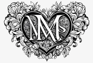 Heart with the letters M and S tattoo idea