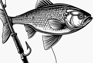 fishing-pole and line with hook tattoo idea