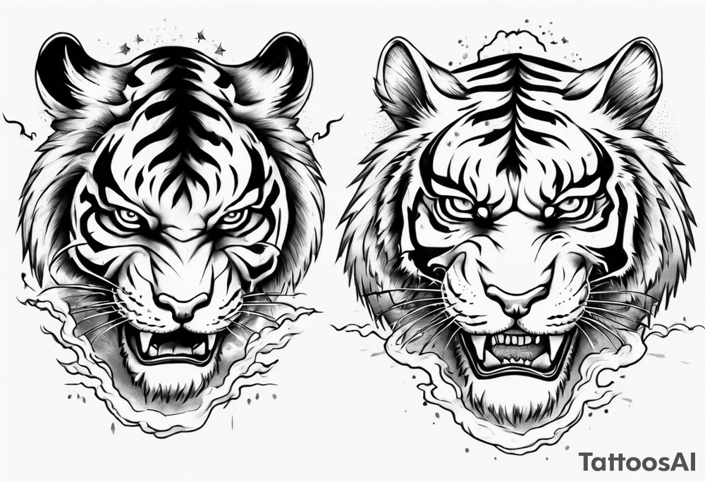 A tiger surrounded by lightning for a forearm tattoo tattoo idea