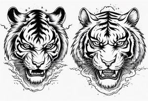 A tiger surrounded by lightning for a forearm tattoo tattoo idea