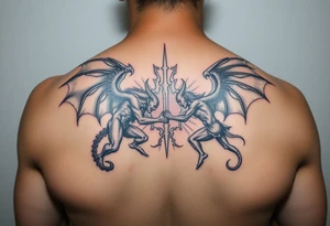 Demons and angels fighting tattoo idea