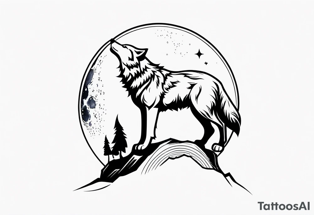 a wolf howling at the moon tattoo idea
