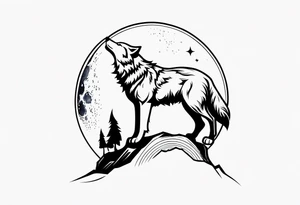 a wolf howling at the moon tattoo idea