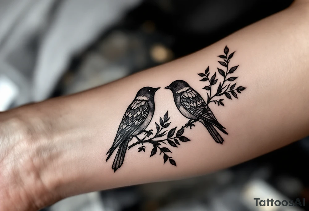 deux corbeau posé sur une épée planté dans un coeur tattoo idea