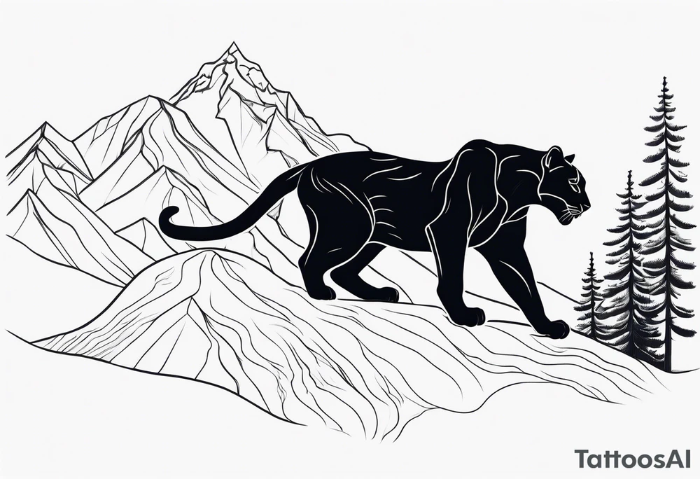 panther in mountains tattoo idea