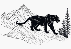 panther in mountains tattoo idea