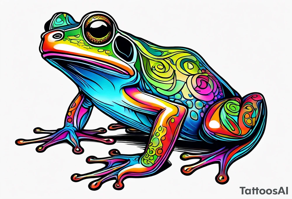 a psychedelic frog tattoo idea