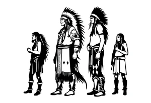 Silhouette of group of Native Americans tattoo idea
