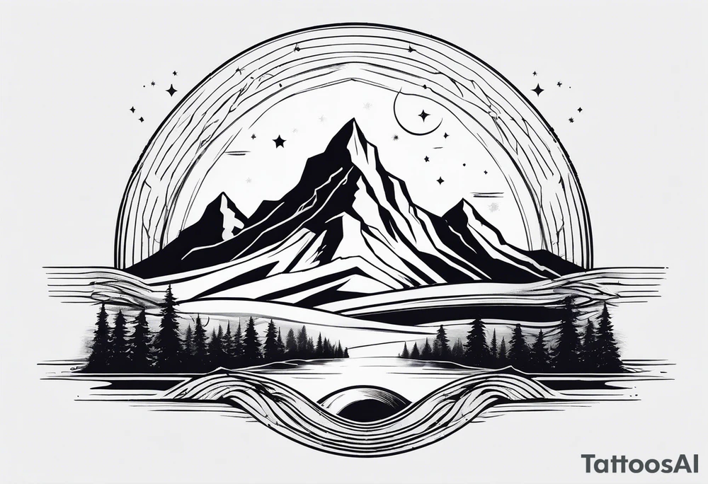mountain and space simple line style tattoo idea mountain and space simple line style tattoo idea