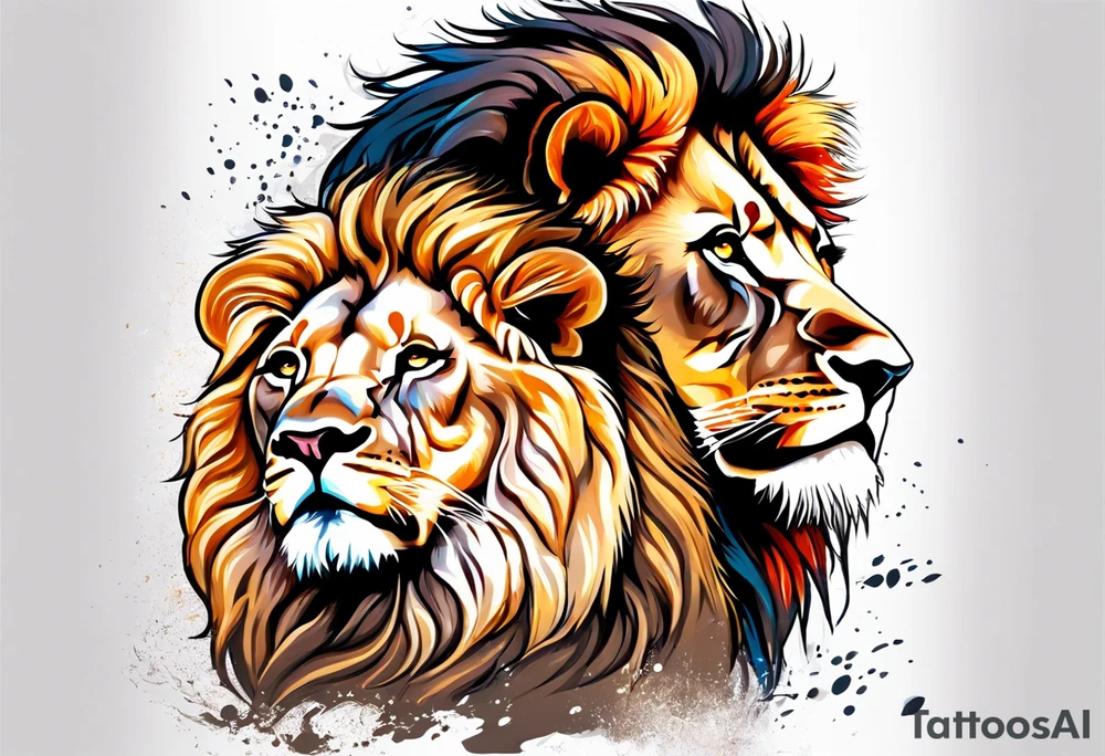 Lion and lioness with august 17 & 18 tattoo idea