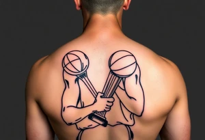 Kobe Bryant holding trophy outline stencil tattoo idea