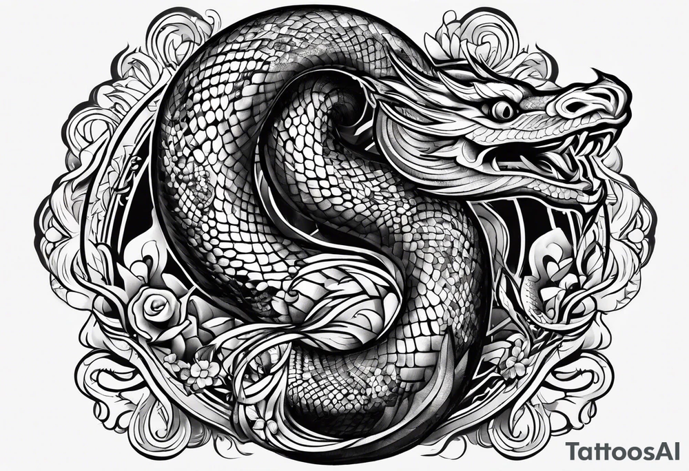 Serpent Seven number shape tattoo idea