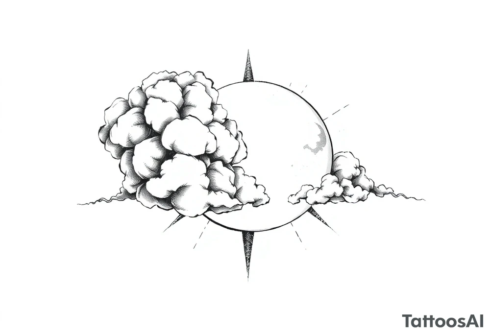 The cloud sway across the sun and the moon tattoo idea