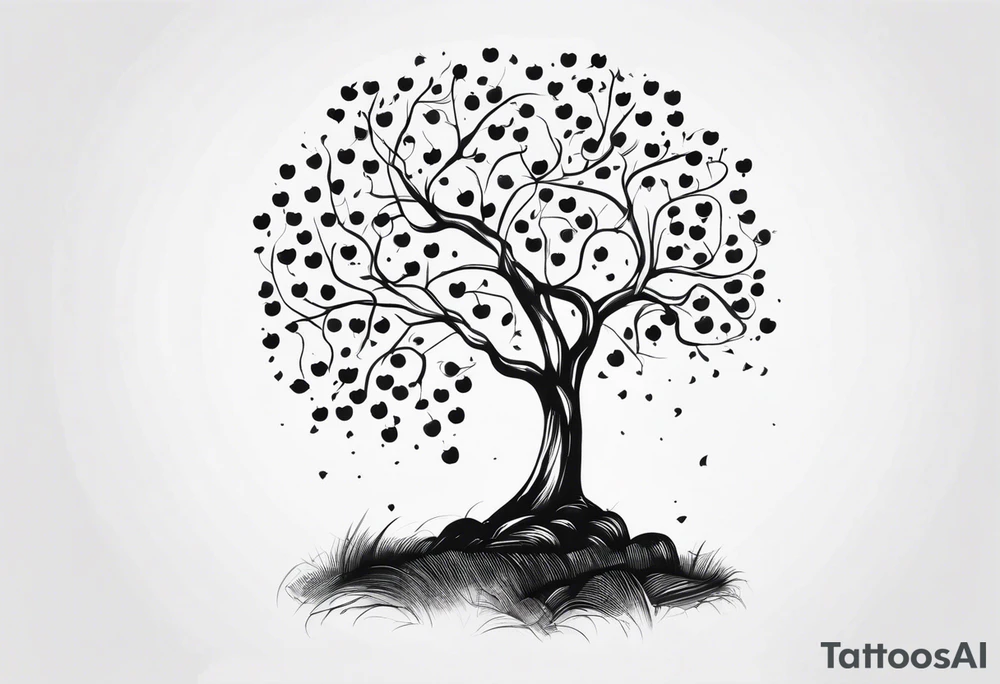 Apple tree  with LK initials tattoo idea