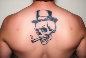 skull with top-hat and cigar in his mouth. tattoo idea