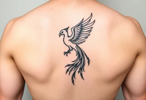 magnificent phoenix rising from golden flames with trailing embers tattoo idea