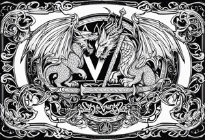 Viking valhalla sword shield dragon tattoo idea