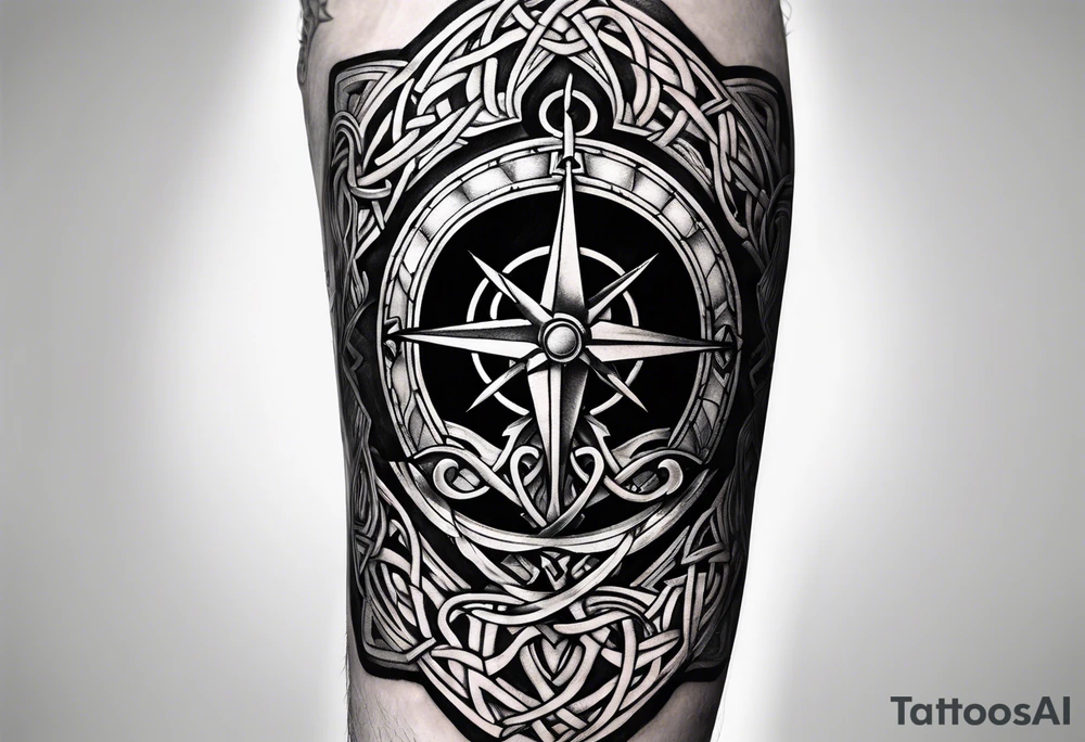 Celtic, forearm, half sleeve, anchor, compass tattoo idea