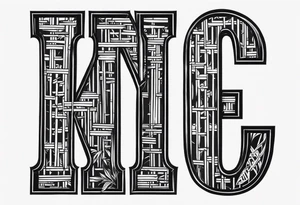 Font, bamboo, American letters tattoo idea
