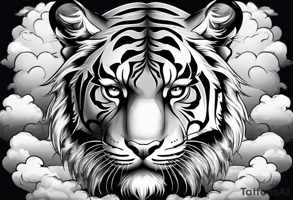 Tiger in clouds tattoo idea