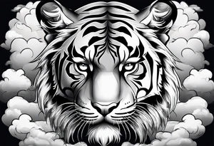Tiger in clouds tattoo idea