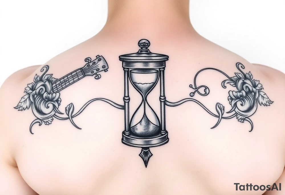 mother/son: music, hourglass, pocket watch, puzzle pieces, strength, forgiveness, love, infinity tattoo idea